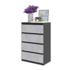 GABRIEL - Chest of 4 Drawers - Bedroom Dresser Storage Cabinet Sideboard - Anthracite / Concrete H36 3/8" W23 5/8" D13 1/4"