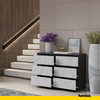 GABRIEL - Chest of 6 Drawers - Bedroom Dresser Storage Cabinet Sideboard - Anthracite / Concrete H28" W39 3/8" D13"