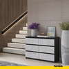 GABRIEL - Chest of 6 Drawers - Bedroom Dresser Storage Cabinet Sideboard - Anthracite / Concrete H28" W39 3/8" D13"