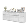 NOAH - Chest of 5 Drawers and 5 Doors - Bedroom Dresser Storage Cabinet Sideboard - White Matt / White Gloss H29 1/2" W78 3/4" D13 3/4"