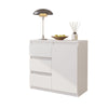 MIKEL - Chest of 3 Drawers and 1 Door - Bedroom Dresser Storage Cabinet Sideboard - White Matt H29 1/2" W31 1/2" D13 3/4"