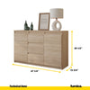 MIKEL - Chest of 3 Drawers and 2 Doors - Bedroom Dresser Storage Cabinet Sideboard - Sonoma Oak H29 1/2" W47 1/4" D13 3/4"