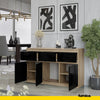 NOAH - Chest of 3 Drawers and 3 Doors - Bedroom Dresser Storage Cabinet Sideboard - Sonoma Oak / Black Gloss H29 1/2" W47 1/4" D13 3/4"