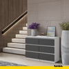 GABRIEL - Chest of 6 Drawers - Bedroom Dresser Storage Cabinet Sideboard - White Matt / Anthracite H28" W39 3/8" D13"