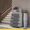 GABRIEL - Chest of 4 Drawers - Bedroom Dresser Storage Cabinet Sideboard - White Matt / Anthracite H36 3/8" W23 5/8" D13 1/4"