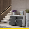 GABRIEL - Chest of 6 Drawers - Bedroom Dresser Storage Cabinet Sideboard - White Matt / Anthracite H28" W39 3/8" D13"