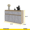 NOAH - Chest of 3 Drawers and 3 Doors - Bedroom Dresser Storage Cabinet Sideboard - Sonoma Oak / Concrete H29 1/2" W47 1/4" D13 3/4"