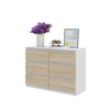 GABRIEL - Chest of 6 Drawers - Bedroom Dresser Storage Cabinet Sideboard - White Matt / Sonoma Oak H28" W39 3/8" D13"