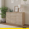 MIKEL - Chest of 3 Drawers and 2 Doors - Bedroom Dresser Storage Cabinet Sideboard - Sonoma Oak H29 1/2" W47 1/4" D13 3/4"