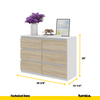 GABRIEL - Chest of 6 Drawers - Bedroom Dresser Storage Cabinet Sideboard - White Matt / Sonoma Oak H28" W39 3/8" D13"