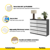 GABRIEL - Chest of 8 Drawers - Bedroom Dresser Storage Cabinet Sideboard - Anthracite / White Gloss H36 3/8" W47 1/4" D13 1/4"