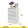 GABRIEL - Chest of 4 Drawers - Bedroom Dresser Storage Cabinet Sideboard - White Matt / White Gloss H36 3/8" W23 5/8" D13 1/4"