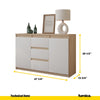 MIKEL - Chest of 3 Drawers and 2 Doors - Bedroom Dresser Storage Cabinet Sideboard - Sonoma Oak / White Matt H29 1/2" W47 1/4" D13 3/4"