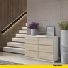 GABRIEL - Chest of 6 Drawers - Bedroom Dresser Storage Cabinet Sideboard - White Matt / Sonoma Oak H28" W39 3/8" D13"