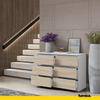 GABRIEL - Chest of 6 Drawers - Bedroom Dresser Storage Cabinet Sideboard - White Matt / Sonoma Oak H28" W39 3/8" D13"