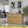 NOAH - Chest of 3 Drawers and 3 Doors - Bedroom Dresser Storage Cabinet Sideboard - Wotan Oak H29 1/2" W47 1/4" D13 3/4"