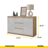 MIKEL - Chest of 3 Drawers and 2 Doors - Bedroom Dresser Storage Cabinet Sideboard - Sonoma Oak / White Gloss H29 1/2" W47 1/4" D13 3/4"