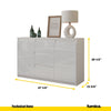 MIKEL - Chest of 3 Drawers and 2 Doors - Bedroom Dresser Storage Cabinet Sideboard - White Matt / White Gloss H29 1/2" W47 1/4" D13 3/4"