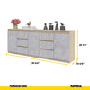 MIKEL - Chest of 6 Drawers and 3 Doors - Bedroom Dresser Storage Cabinet Sideboard - Sonoma Oak / Concrete H29 1/2" W78 3/4" D13 3/4"