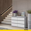 GABRIEL - Chest of 6 Drawers - Bedroom Dresser Storage Cabinet Sideboard - Concrete / White Matt H28" W39 3/8" D13"