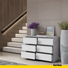 GABRIEL - Chest of 6 Drawers - Bedroom Dresser Storage Cabinet Sideboard - Concrete / White Matt H28" W39 3/8" D13"