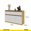 NOAH - Chest of 3 Drawers and 3 Doors - Bedroom Dresser Storage Cabinet Sideboard - Wotan Oak / White Matt H29 1/2" W47 1/4" D13 3/4"