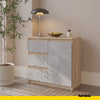 MIKEL - Chest of 3 Drawers and 1 Door - Bedroom Dresser Storage Cabinet Sideboard - Sonoma Oak / Concrete H29 1/2" W31 1/2" D13 3/4"