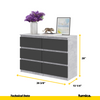 GABRIEL - Chest of 6 Drawers - Bedroom Dresser Storage Cabinet Sideboard - Concrete / Anthracite H28" W39 3/8" D13"