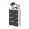 GABRIEL - Chest of 4 Drawers - Bedroom Dresser Storage Cabinet Sideboard - Concrete / Anthracite H36 3/8" W23 5/8" D13 1/4"