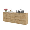 MIKEL - Chest of 6 Drawers and 3 Doors - Bedroom Dresser Storage Cabinet Sideboard - Wotan Oak H29 1/2" W78 3/4" D13 3/4"