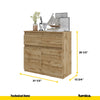 NOAH - Chest of 2 Drawers and 2 Doors - Bedroom Dresser Storage Cabinet Sideboard -  Wotan Oak H29 1/2" W31 1/2" D13 3/4"