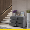 GABRIEL - Chest of 6 Drawers - Bedroom Dresser Storage Cabinet Sideboard - Concrete / Anthracite H28" W39 3/8" D13"