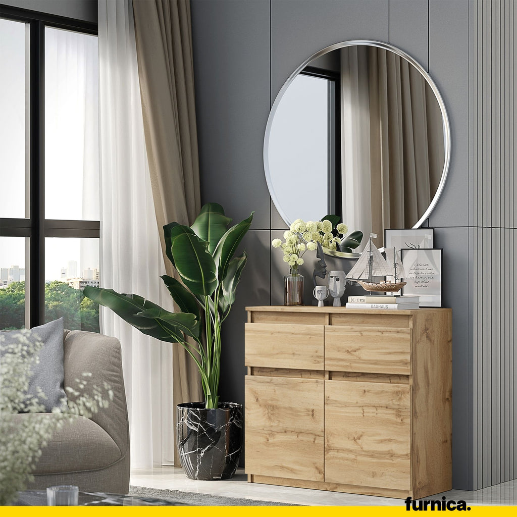 NOAH - Chest of 2 Drawers and 2 Doors - Bedroom Dresser Storage Cabinet Sideboard -  Wotan Oak H29 1/2" W31 1/2" D13 3/4"