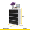 GABRIEL - Chest of 4 Drawers - Bedroom Dresser Storage Cabinet Sideboard - Concrete / Black Gloss H36 3/8" W23 5/8" D13 1/4"
