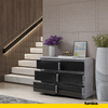 GABRIEL - Chest of 6 Drawers - Bedroom Dresser Storage Cabinet Sideboard - Concrete / Black Gloss H28" W39 3/8" D13"