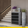 GABRIEL - Chest of 4 Drawers - Bedroom Dresser Storage Cabinet Sideboard - Concrete / Black Gloss H36 3/8" W23 5/8" D13 1/4"