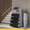 GABRIEL - Chest of 4 Drawers - Bedroom Dresser Storage Cabinet Sideboard - Concrete / Black Gloss H36 3/8" W23 5/8" D13 1/4"