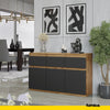 NOAH - Chest of 3 Drawers and 3 Doors - Bedroom Dresser Storage Cabinet Sideboard - Wotan Oak / Anthracite H29 1/2" W47 1/4" D13 3/4"