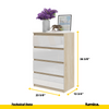GABRIEL - Chest of 4 Drawers - Bedroom Dresser Storage Cabinet Sideboard - Sonoma Oak / White Gloss H36 3/8" W23 5/8" D13 1/4"