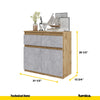 NOAH - Chest of 2 Drawers and 2 Doors - Bedroom Dresser Storage Cabinet Sideboard - Wotan Oak / Concrete H29 1/2" W31 1/2" D13 3/4"