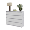 GABRIEL - Chest of 8 Drawers - Bedroom Dresser Storage Cabinet Sideboard - Concrete / White Matt H36 3/8" W47 1/4" D13 1/4"