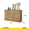 MIKEL - Chest of 3 Drawers and 2 Doors - Bedroom Dresser Storage Cabinet Sideboard - Wotan Oak H29 1/2" W47 1/4" D13 3/4"