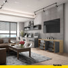 MIKEL - Chest of 6 Drawers and 3 Doors - Bedroom Dresser Storage Cabinet Sideboard - Wotan Oak / Anthracite H29 1/2" W78 3/4" D13 3/4"