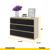 GABRIEL - Chest of 6 Drawers - Bedroom Dresser Storage Cabinet Sideboard - Sonoma Oak / Black Gloss H28" W39 3/8" D13"