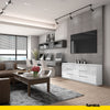 MIKEL - Chest of 6 Drawers and 3 Doors - Bedroom Dresser Storage Cabinet Sideboard - White Matt / White Gloss H29 1/2" W78 3/4" D13 3/4"