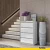 GABRIEL - Chest of 4 Drawers - Bedroom Dresser Storage Cabinet Sideboard - White Matt / White Gloss H36 3/8" W23 5/8" D13 1/4"