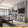 MIKEL - Chest of 6 Drawers and 3 Doors - Bedroom Dresser Storage Cabinet Sideboard - Wotan Oak / Concrete H29 1/2" W78 3/4" D13 3/4"