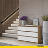 GABRIEL - Chest of 6 Drawers - Bedroom Dresser Storage Cabinet Sideboard - Wotan Oak / White Matt H28" W39 3/8" D13"