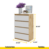 GABRIEL - Chest of 4 Drawers - Bedroom Dresser Storage Cabinet Sideboard - Wotan Oak / White Matt H36 3/8" W23 5/8" D13 1/4"