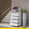 GABRIEL - Chest of 4 Drawers - Bedroom Dresser Storage Cabinet Sideboard - White Matt / White Gloss H36 3/8" W23 5/8" D13 1/4"